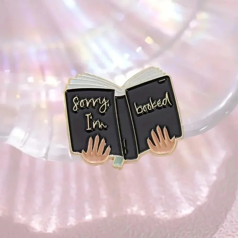 Literary Chic: Enamel Book Pins Set for Ladies - Picture 4 of 4
